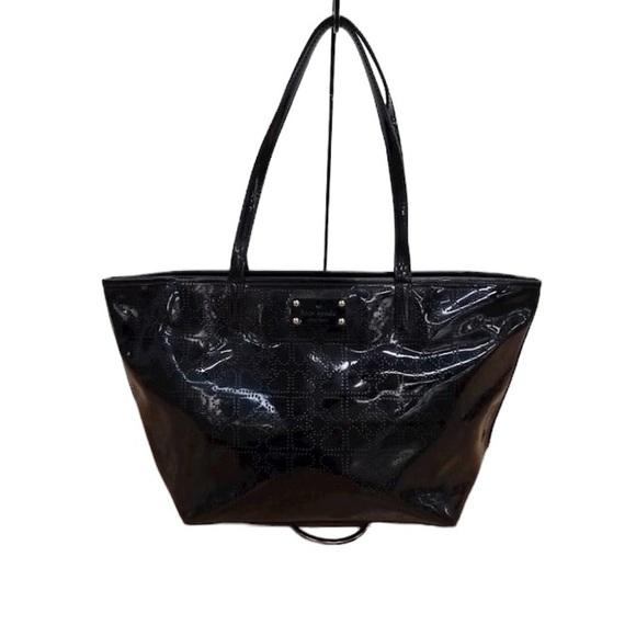 Kate Spade Harmony Black Hearts Patent Leather Tote Purse 11x10x6 - Picture 6 of 7